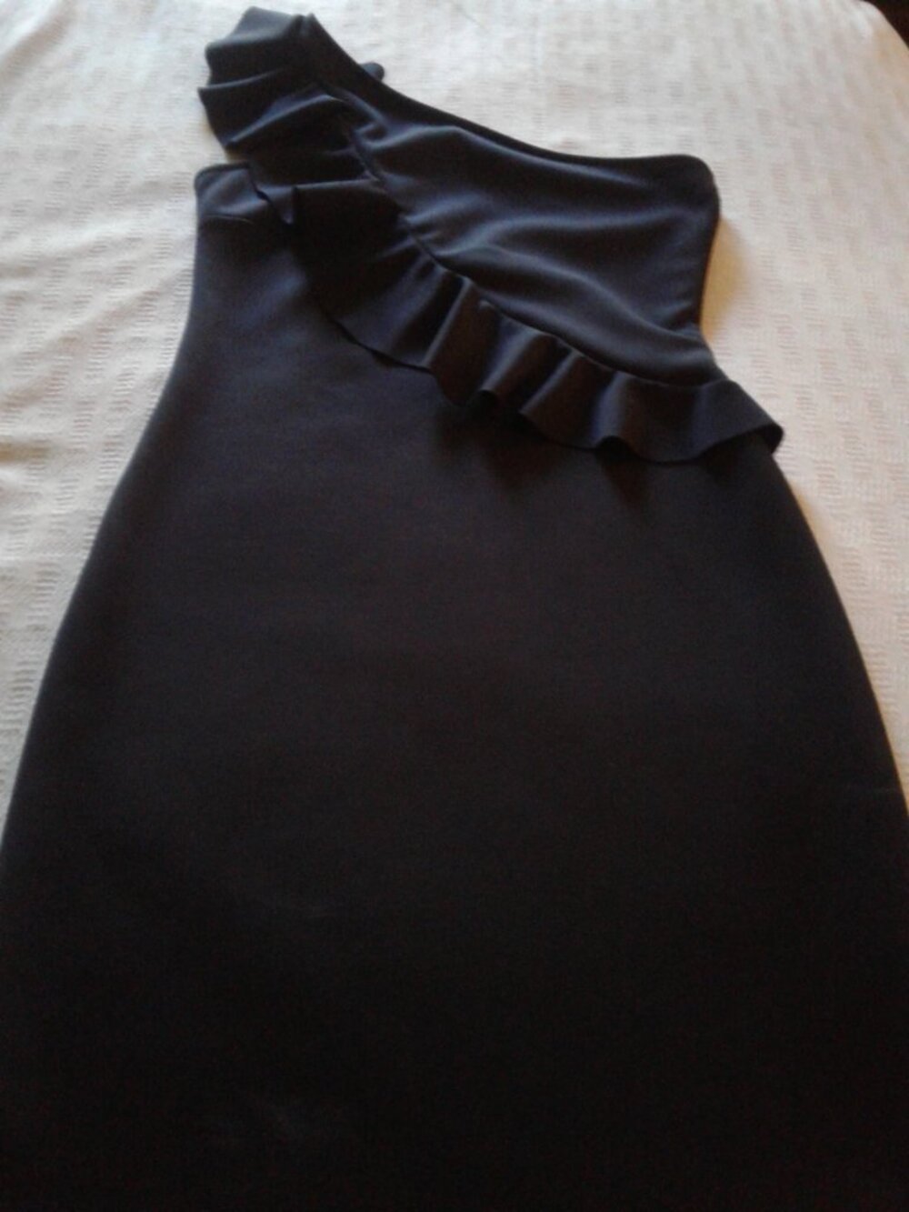New! ANTONIO MELANI Black Mini-Dress Off-the-shoulder